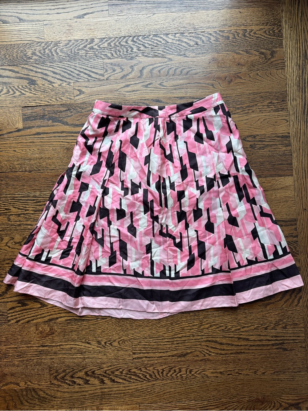 INC International Concepts Pink Black Geometric A-Line Skirt 6